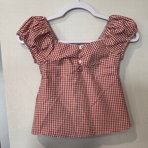 Charming Red Gingham Kids Blouse